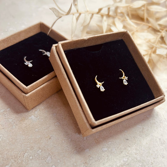 Crescent Moon Droplet Studs