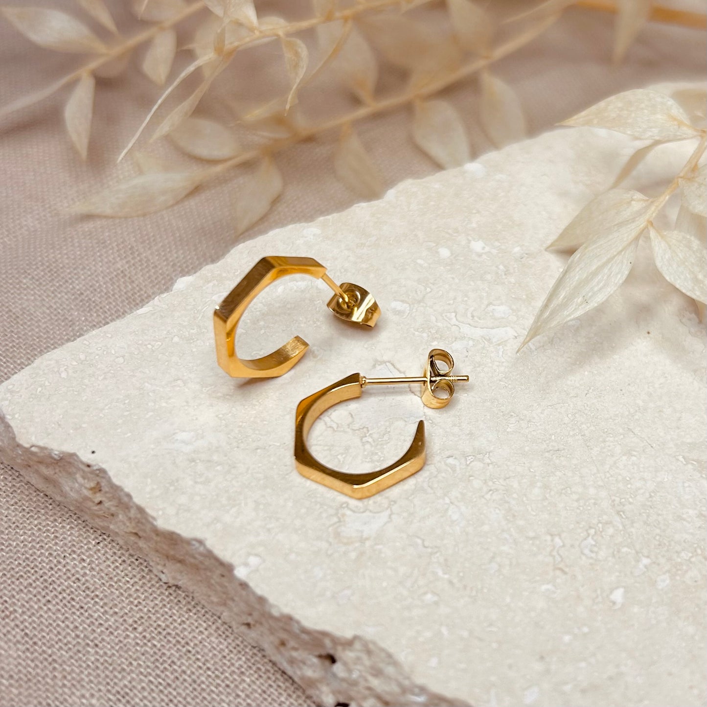 Everyday Gold Hexagon Hoop Earrings