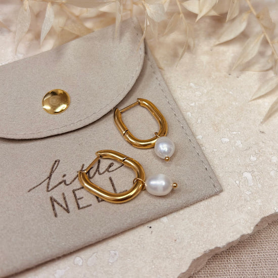 Everyday Pearl Drop Hoop Earrings