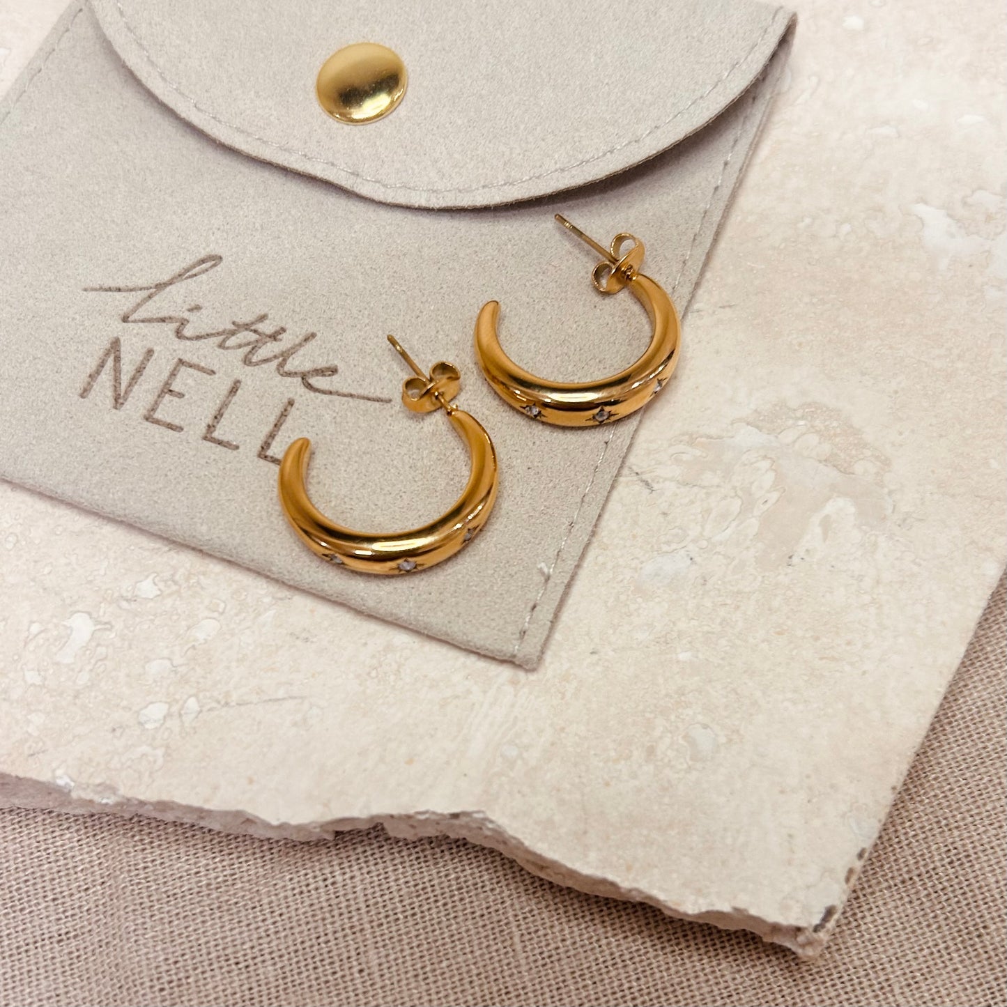 Everyday Embossed Star Hoops