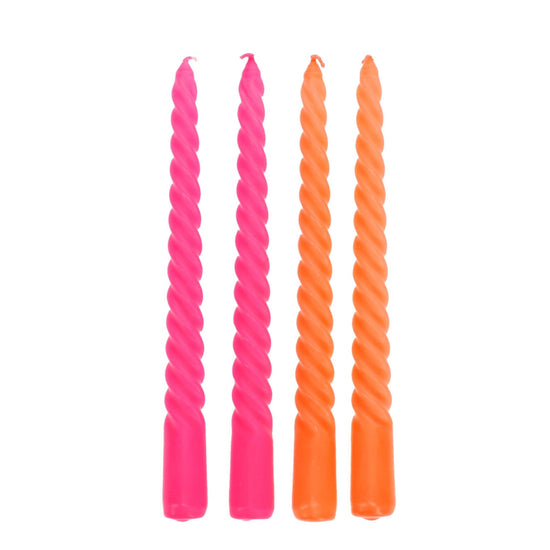 Twisted Candles - Bright Pink And Orange