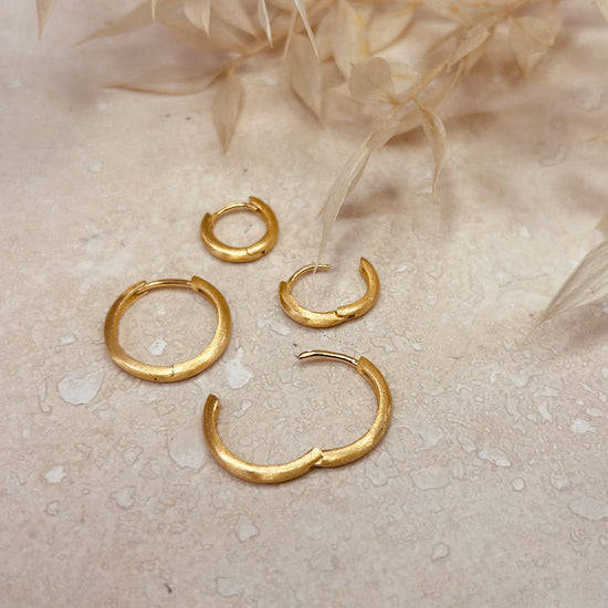 Brushed Gold Minimal Hoops