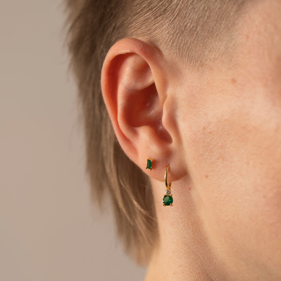 Oblong Emerald Studs